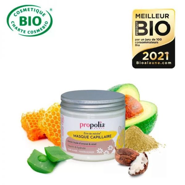 Masque Capillaire Bio - Karité, Huile d'Avocat & Miel - 200 ml - Propolia