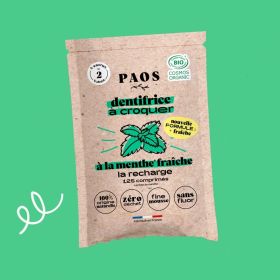 Dentifrice à croquer BIO à la Menthe Fraîche - 125 comprimés - Paos