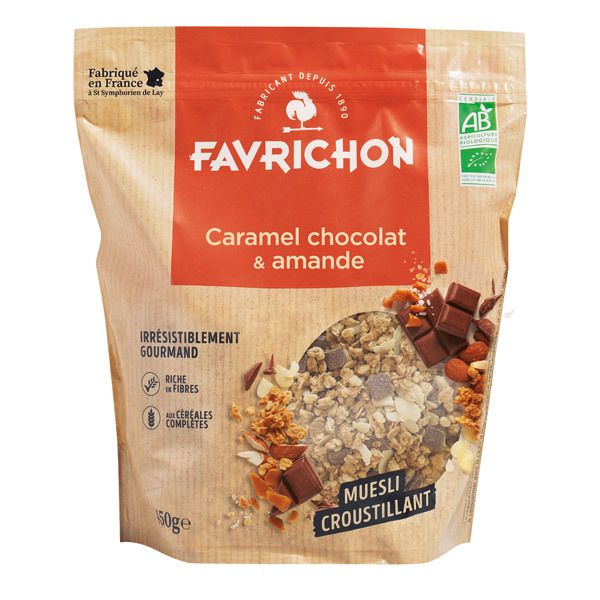Muesli Bio Croustillant Caramel, Chocolat & Amande - 450G  - Favrichon