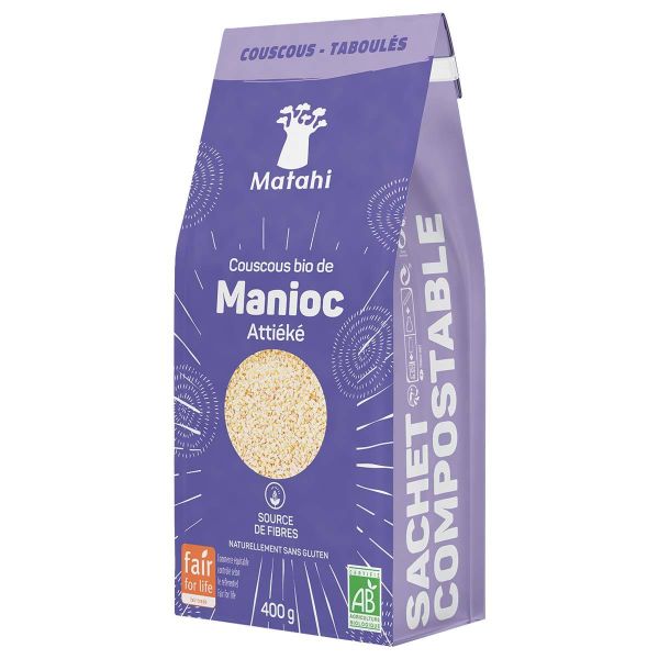 Attiéké Bio (Couscous de Manioc Bio) Sans Gluten - 400g - Matahi