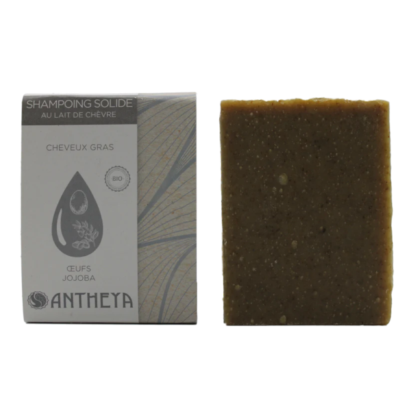 Shampoing solide Lait de chèvre, Citron & Aloe Vera Bio - Cheveux Gras - 100 g - Antheya