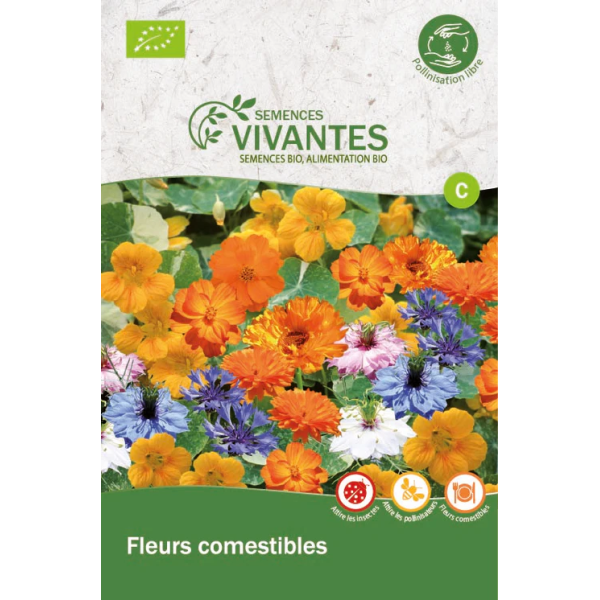 Fleurs comestibles Bio - Sachet de fleurs à semer - Semences Vivantes