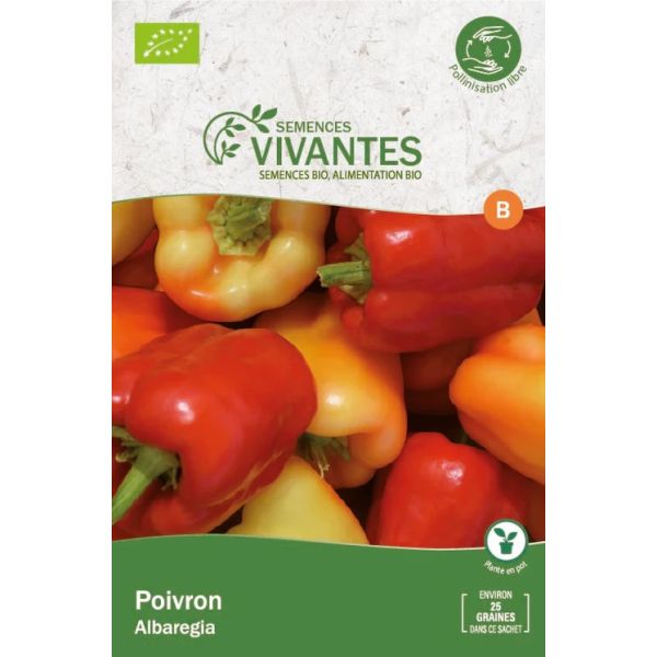 Graines de Poivron Albaregia Bio (Demeter) - Sachet de 25 graines à planter - Semences Vivantes