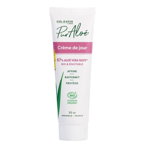 Crème de Jour Bio Visage - 67% d'Aloe Vera - 50 ml - Pur'Aloé