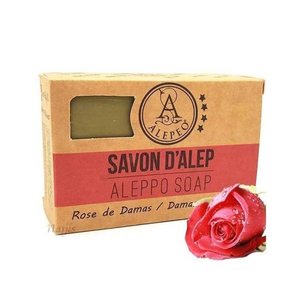 Savon d'Alep à la Rose de Damas et Huile de Laurier - 100g - 100% Naturel - Mani Bhadra