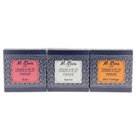 Coffret 3 Savons d'Alep Parfumés (Fleur d'Orange, Jasmin & Rose de Damas) - 100% Naturels - 3 x 100g - Al Bara